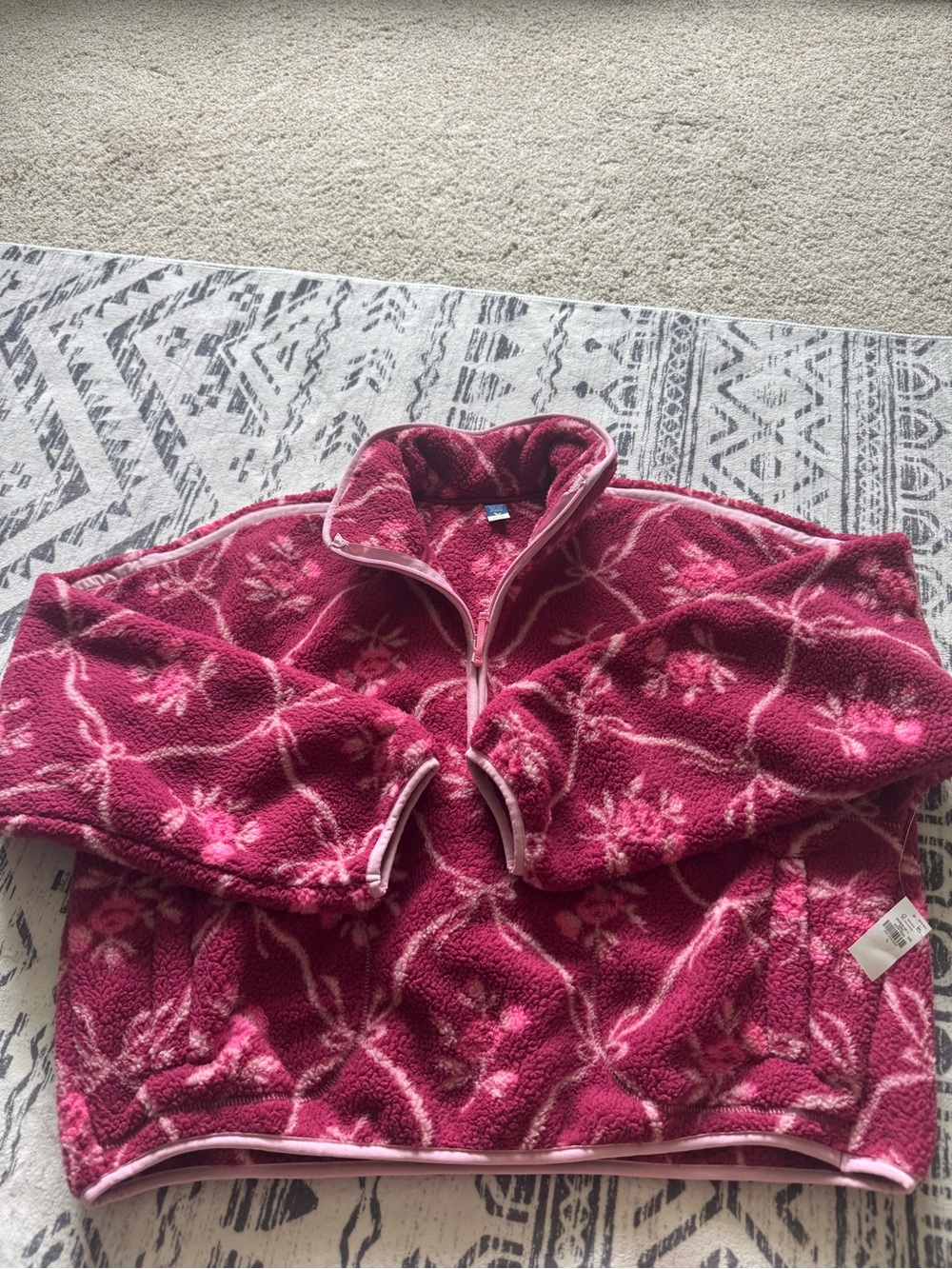 Old Navy Pink Floral Teddy Jacket